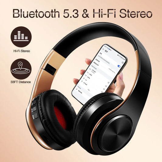 Men Gift Gold Wireless Headphones Bluetooth
