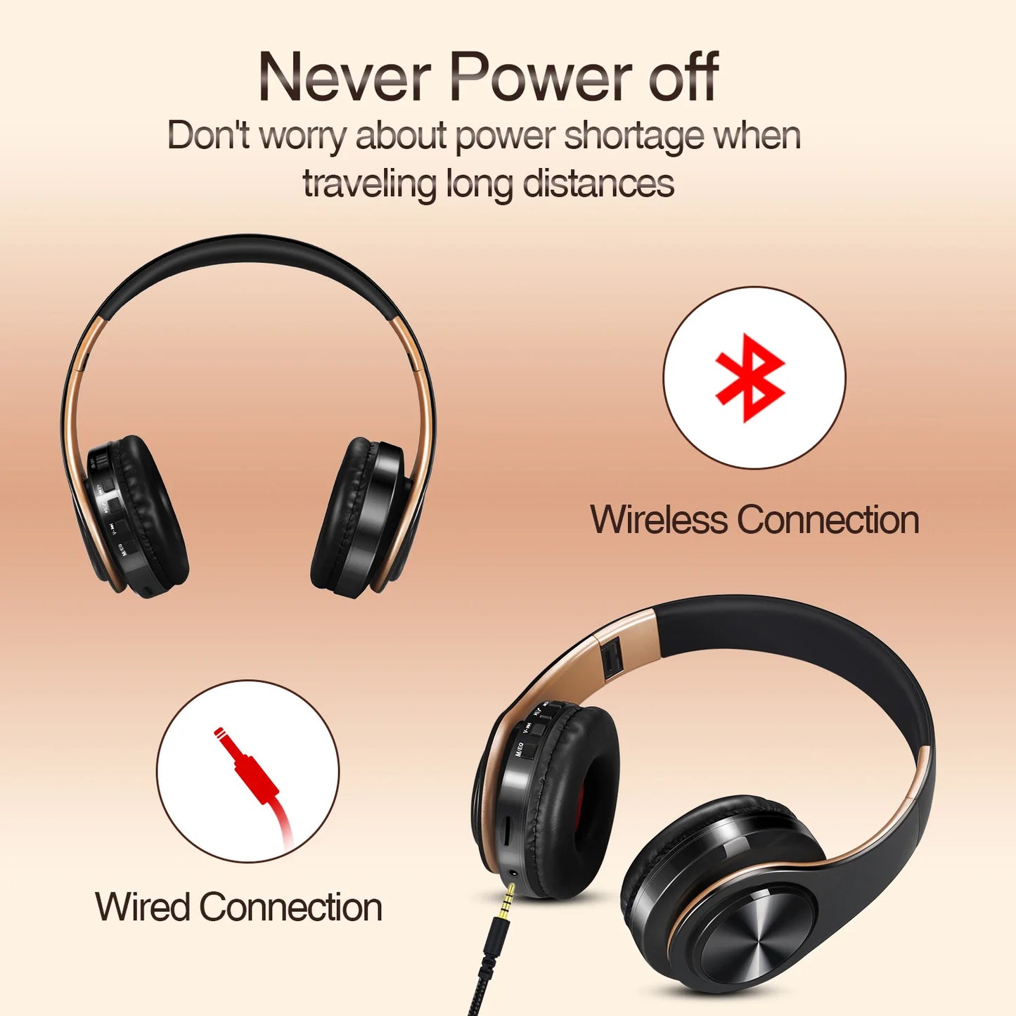 Men Gift Gold Wireless Headphones Bluetooth