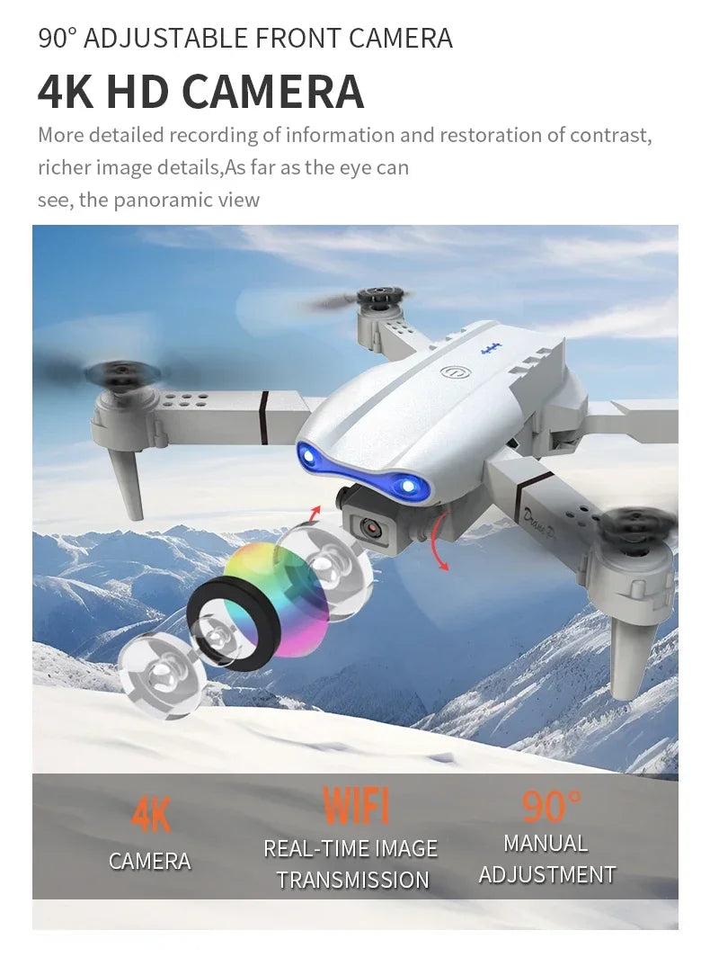E99Pro RC Drone 4K Professinal With 1080P Wide Angle HD Camera