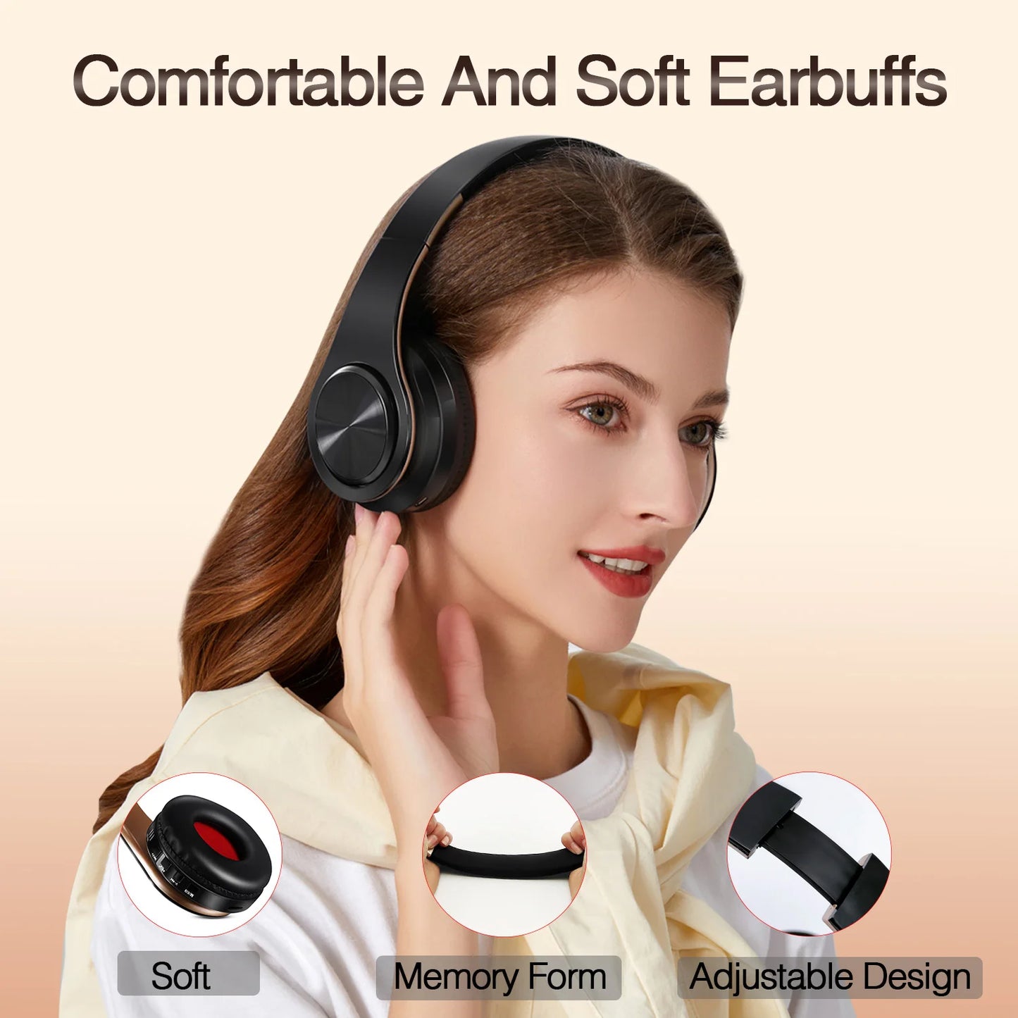 Men Gift Gold Wireless Headphones Bluetooth