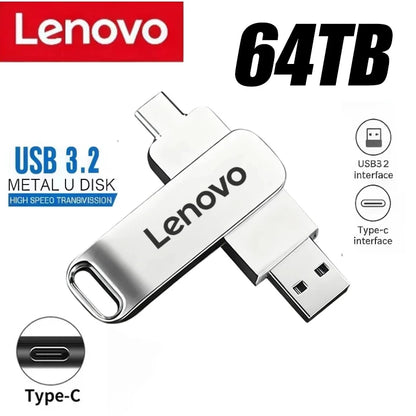 Lenovo 64TB USB 3.2 Flash Drive U Disk Type-C Interface High Speed 1TB