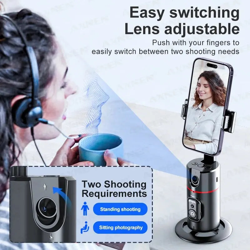 P02 Auto Face Tracking Stand 360° Rotation Phone Holder Desktop