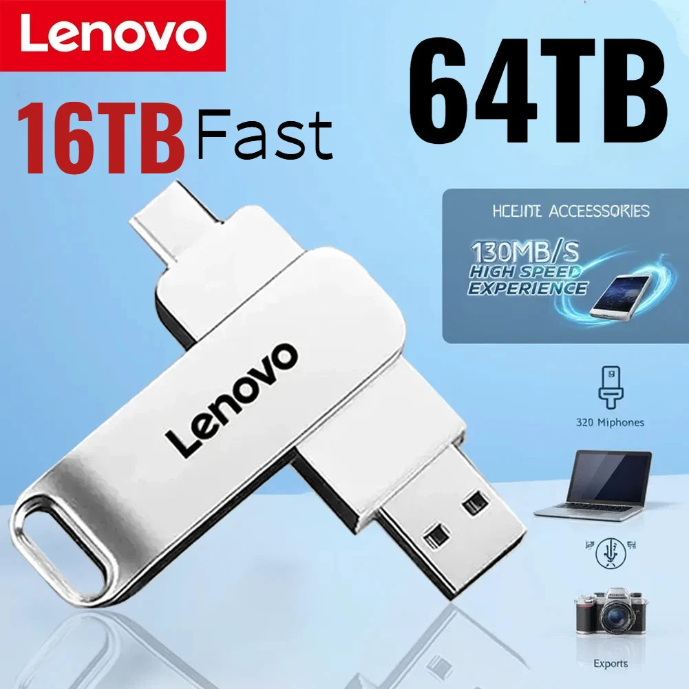 Lenovo 64TB USB 3.2 Flash Drive U Disk Type-C Interface High Speed 1TB