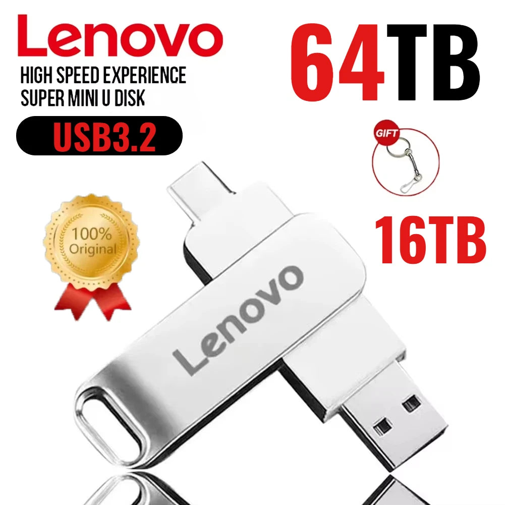 Lenovo 64TB USB 3.2 Flash Drive U Disk Type-C Interface High Speed 1TB