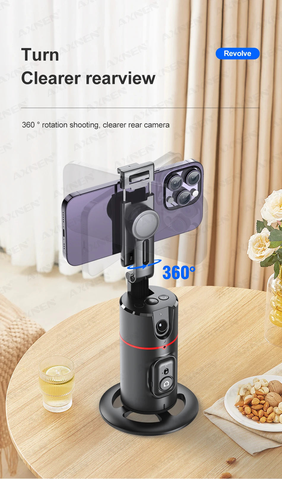 P02 Auto Face Tracking Stand 360° Rotation Phone Holder Desktop
