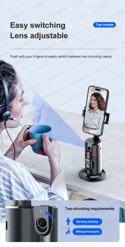 P02 Auto Face Tracking Stand 360° Rotation Phone Holder Desktop
