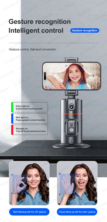 P02 Auto Face Tracking Stand 360° Rotation Phone Holder Desktop