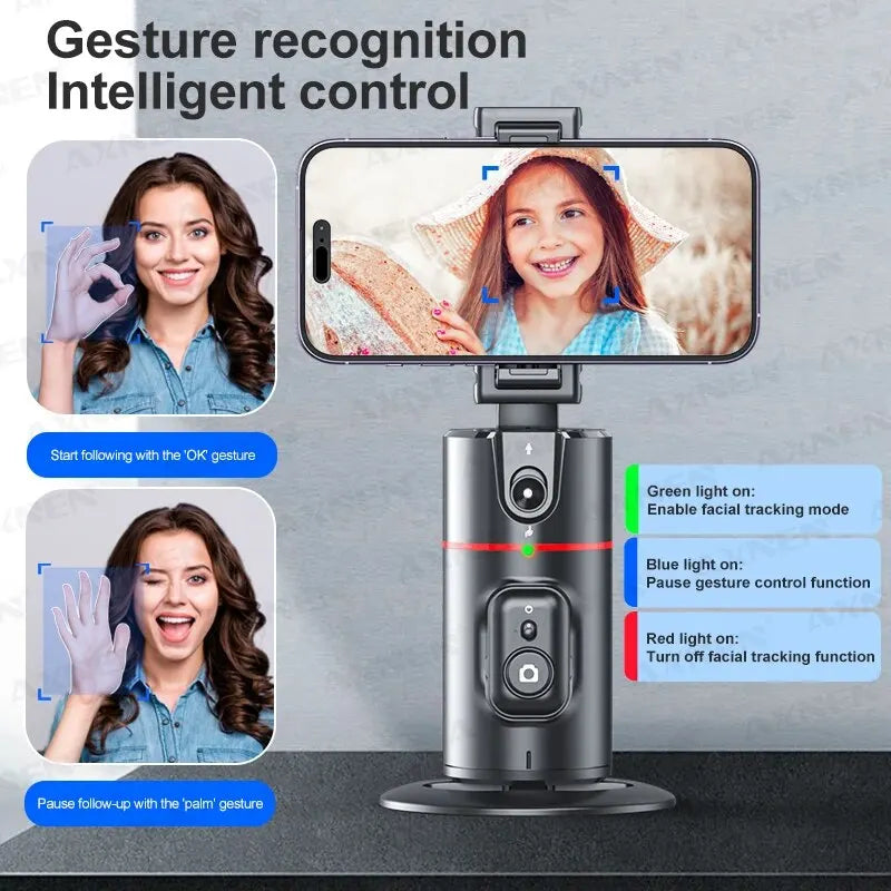P02 Auto Face Tracking Stand 360° Rotation Phone Holder Desktop