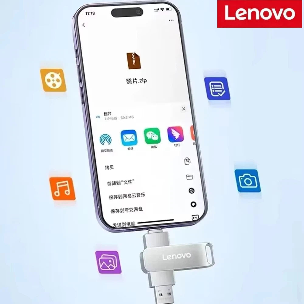 Lenovo 64TB USB 3.2 Flash Drive U Disk Type-C Interface High Speed 1TB