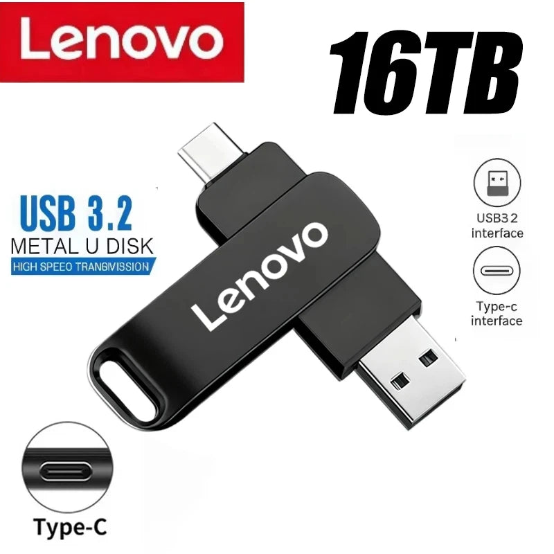 Lenovo 64TB USB 3.2 Flash Drive U Disk Type-C Interface High Speed 1TB