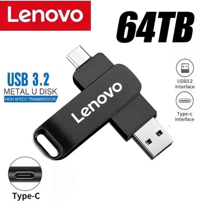 Lenovo 64TB USB 3.2 Flash Drive U Disk Type-C Interface High Speed 1TB